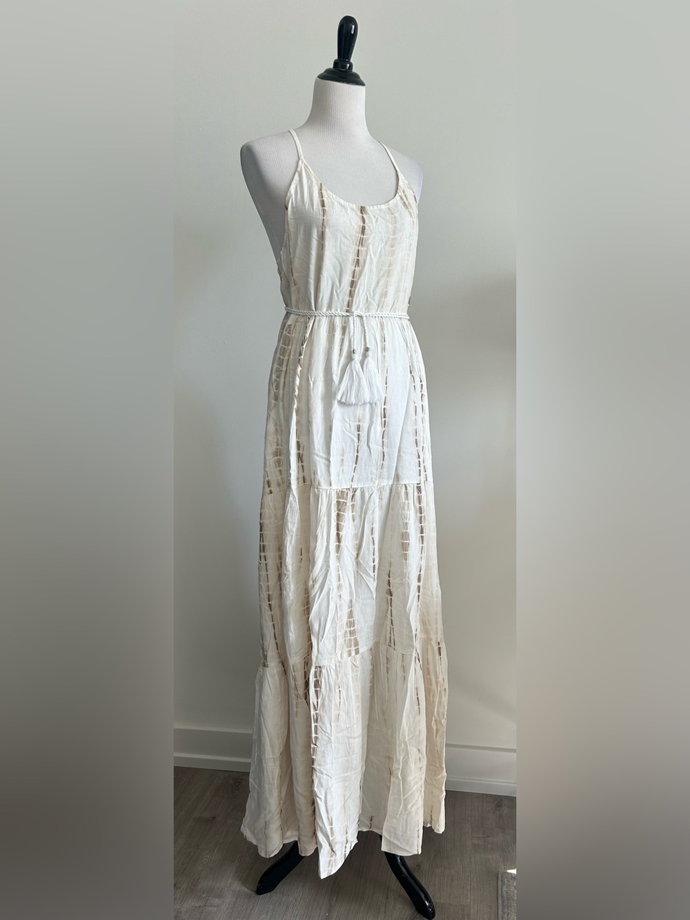 New light and flowy S M Cream tan summer loose fit baggy  Maxi Dress